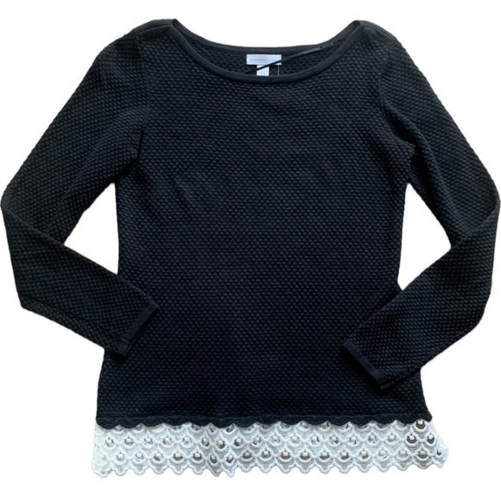 Charter Club La Vie L’ Amour Lace Hem Sweater Sz XS NWT